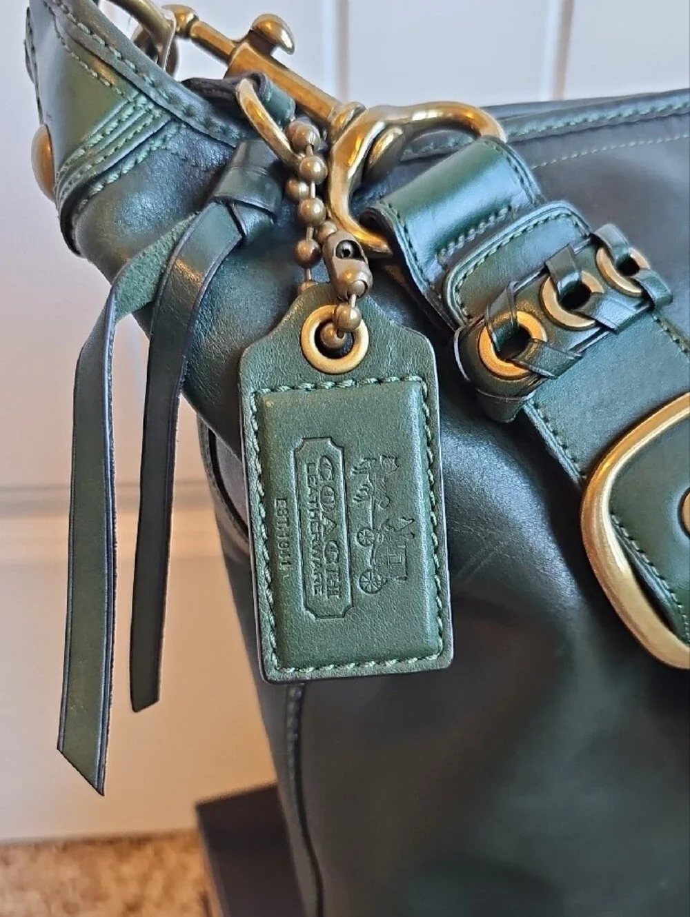 Coach 2007 XL Bleecker Duffle Bag NWT Elusive Bottle Green Leather 11423